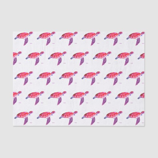 Meeresschildkröte Unterhalb des Meeres Wasserfarbe Seidenpapier (Vorderseite)