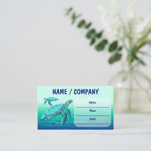 Meeresschildkröte Visitenkarte (Stehend Vorderseite)