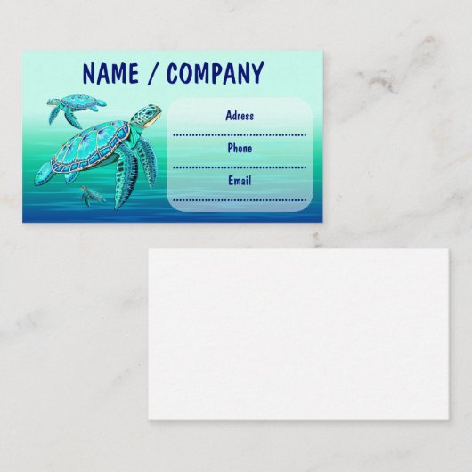 Meeresschildkröte Visitenkarte (Vorne/Hinten)