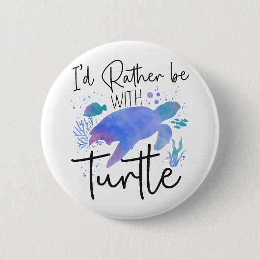 Meeresschildkröte Wasserfarbe ich Button (Vorderseite)