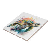 Meeresschildkröte, Wasserfarbe, Keramik Fliese (Seite)