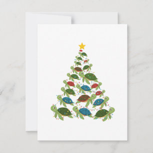 Meeresschildkröte Weihnachtsbaum Santa Hut Xmas Mitteilungskarte