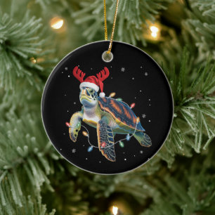 Meeresschildkröte Weihnachtslichter Lustige Santa Keramik Ornament