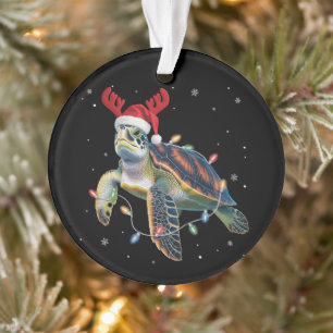 Meeresschildkröte Weihnachtslichter Lustige Santa Ornament