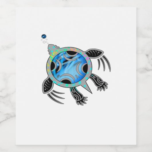 Meeresschildkröte Weinetikett (Einzelnes Label)