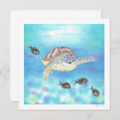 Meeresschildkröte Zeichnend Kunstflatter Vielen Da Dankeskarte (Vorne/Hinten)