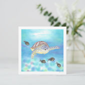 Meeresschildkröte Zeichnend Kunstflatter Vielen Da Dankeskarte (Stehend Vorderseite)
