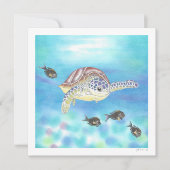 Meeresschildkröte Zeichnend Kunstflatter Vielen Da Dankeskarte (Vorderseite)