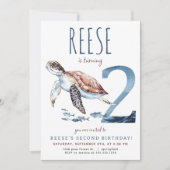 Meeresschildkröte - zweite Geburtstagsfeier Einladung (Vorderseite)