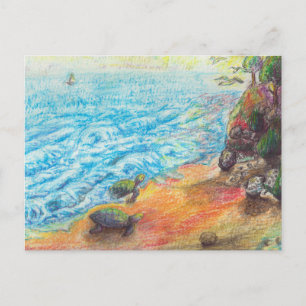 Meeresschildkröten am Strand Postkarte