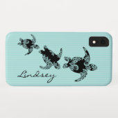 Meeresschildkröten Aqua Streifen mit Namen Case-Mate iPhone Hülle (Rückseite (Horizontal))