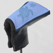 Meeresschildkröten auf Perri Blue Golf Blade Putte Headcover (3/4 Vorderseite)