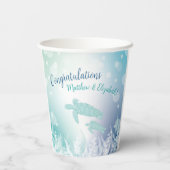 Meeresschildkröten-Babydusche unter dem Meer Pappbecher (Rückseite)