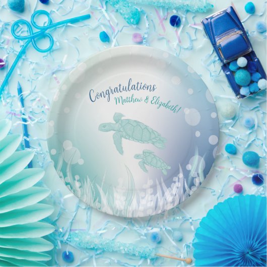 Meeresschildkröten-Babydusche unter dem Meer Pappteller (Party)