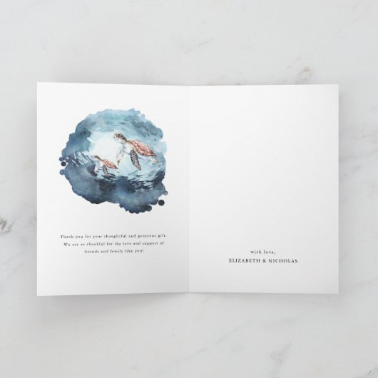 Meeresschildkröten | Babydusche Vielen Dank Dankeskarte (Innenseite)