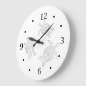 Meeresschildkröten Beige Zahlen an der weißen Küst Große Wanduhr (Winkel)