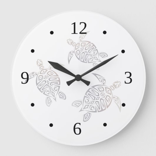 Meeresschildkröten Beige Zahlen an der weißen Küst Große Wanduhr (Vorderseite)