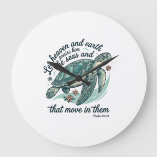 Meeresschildkröten-Bibelvers Vintage-Engraving-Des Große Wanduhr