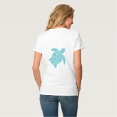 Meeresschildkröten-Design im Meeresblau T-Shirt (Rückseite Vollansicht)