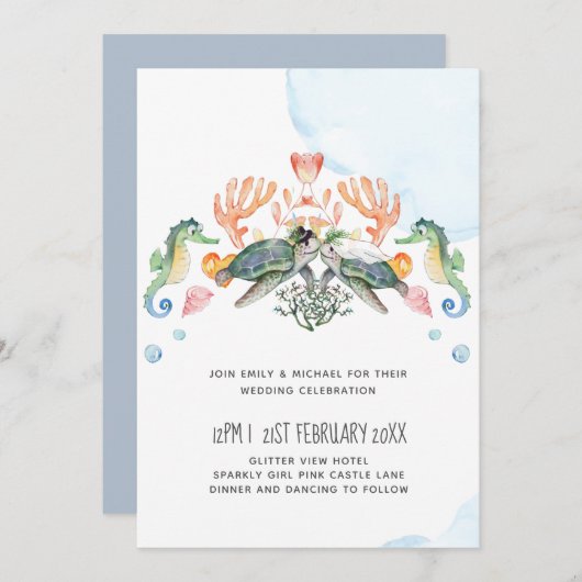 Meeresschildkröten, die Braut und Bräutigam einhei (Vorne/Hinten)