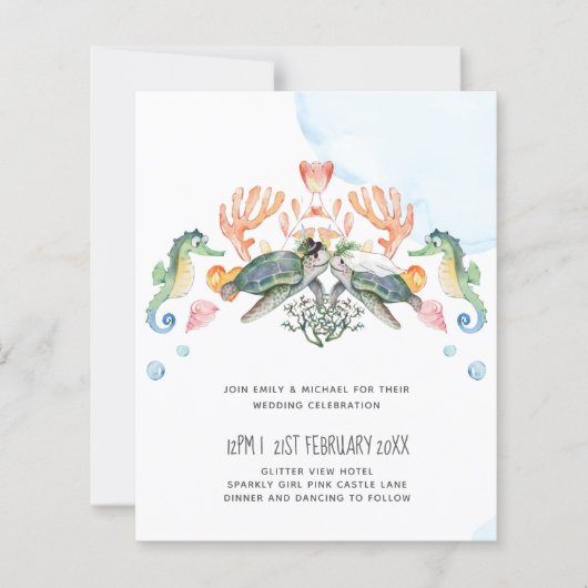 Meeresschildkröten, die Braut und Bräutigam einhei (Vorderseite)