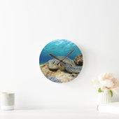 Meeresschildkröten entspannen unter Wasser im trop Runde Wanduhr (Zuhause)