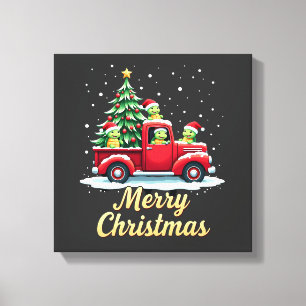 Meeresschildkröten fahren Weihnachtsbaum-LKW-Schil Leinwanddruck