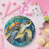 Meeresschildkröten-Farbglas Pappteller (Party)