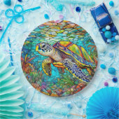Meeresschildkröten-Farbglas Pappteller (Party)