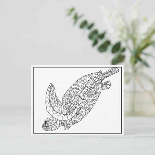 Meeresschildkröten-Farbkarte Postkarte (Stehend Vorderseite)