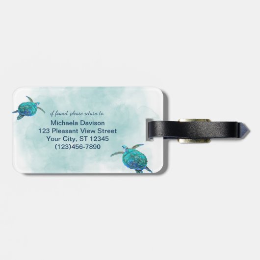 Meeresschildkröten Gepäckanhänger (Rückseite horizontal)