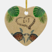 Meeresschildkröten - Herz und Palmen Keramik Ornament (Vorne)