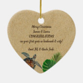 Meeresschildkröten - Herz und Palmen Keramik Ornament (Hinten)