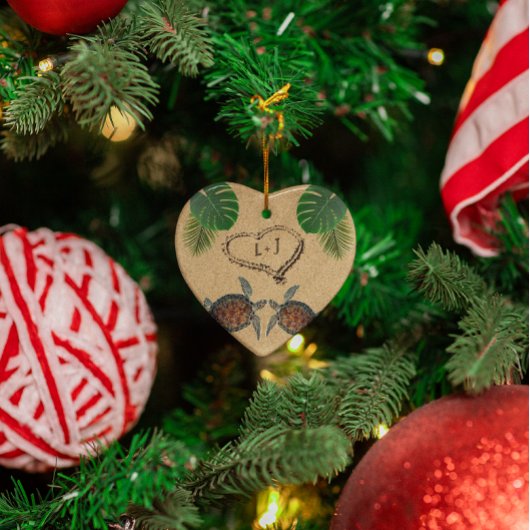 Meeresschildkröten - Herz und Palmen Personalisier Ornament