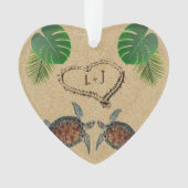 Meeresschildkröten - Herz und Palmen Personalisier Ornament (Vorderseite)
