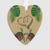 Meeresschildkröten - Herz und Palmen Personalisier Ornament (Vorderseite)