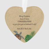 Meeresschildkröten - Herz und Palmen Personalisier Ornament (Rückseite)