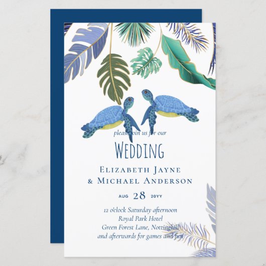 Meeresschildkröten Hochzeitblauer Gelb (Vorne/Hinten)