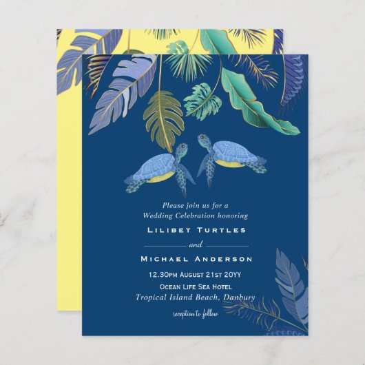 Meeresschildkröten Hochzeitblauer Gelb (Vorne/Hinten)