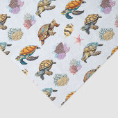 Meeresschildkröten, Korallenfische Meeresblauer Seidenpapier (Ausschnitt)