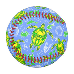 Meeresschildkröten-Korallenriff-Symbol Baseball