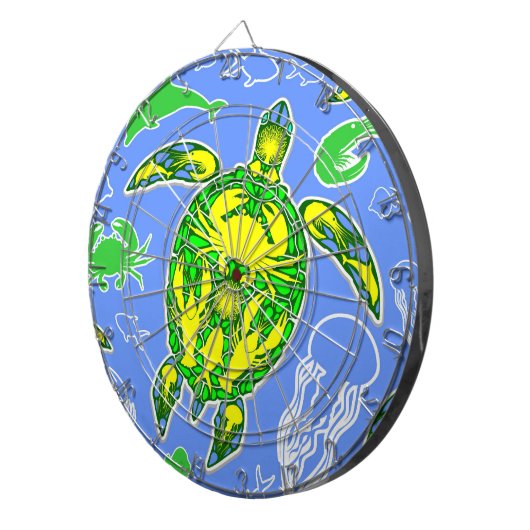 Meeresschildkröten-Korallenriff-Symbol Dartscheibe (Vorderseite rechts)