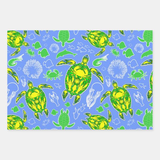 Meeresschildkröten-Korallenriff-Symbol Geschenkpapier Set (Vorderseite 3)