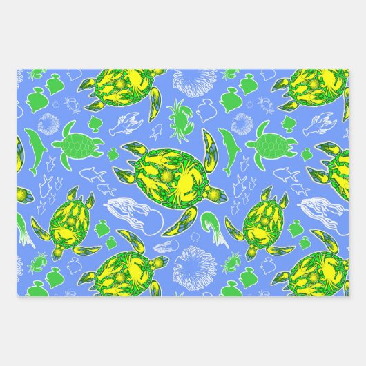 Meeresschildkröten-Korallenriff-Symbol Geschenkpapier Set (Vorderseite 2)