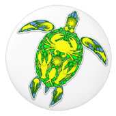 Meeresschildkröten-Korallenriff-Symbol Keramikknauf (Vorderseite)
