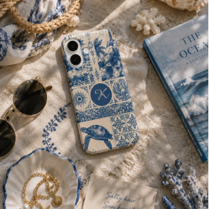 Meeresschildkröten-Küsten-Monogramm  iPhone 16 Hülle