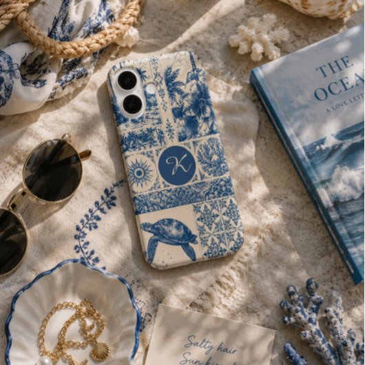Meeresschildkröten-Küsten-Monogramm Case-Mate iPhone Hülle