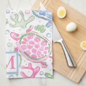 Meeresschildkröten Küstenmeer Monogramm Geschirrtuch (Viertel Falte)