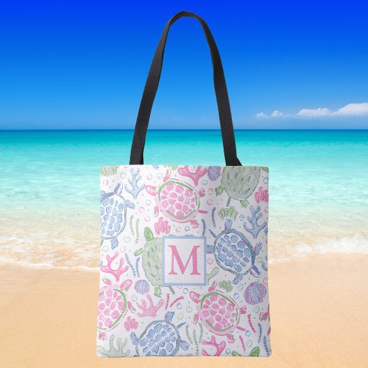 Meeresschildkröten Küstenmeer Monogramm Tasche