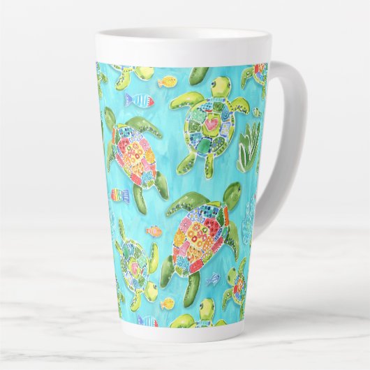 Meeresschildkröten Latte Tasse (Rechte Ecke)